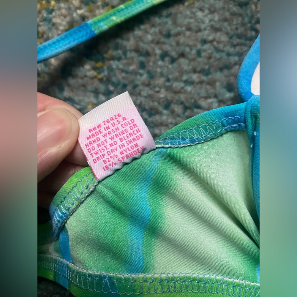 Vintage 90s Venus lagoon padded underwire mesh skirted bikini, size 12 C - Picture 12 of 16